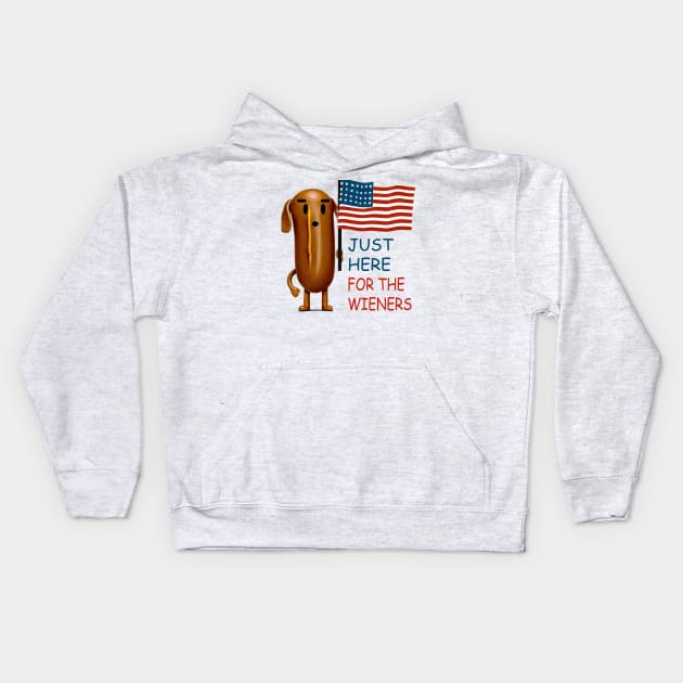 I'm just here for the wieners Kids Hoodie by Horizon Line Apparel